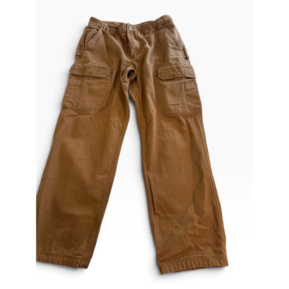 Duluth Trading Co Mens Brown Fire Hose Cargo Pants 38x34 Cotton Canvas Workwear